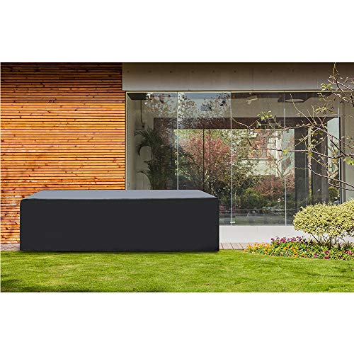 SIRUITON Funda de Muebles de Jardín Exterior Mesa de jardín y Silla Cubierta de Protección Impermeable Negro (180x120x74cm)