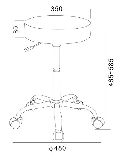 SixBros. Taburete Ajustable en Altura, Taburete Giratorio con Ruedas, Taburete de Cuero sintético, Ajustable, Marfil - M-95027/193