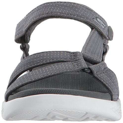 Skechers On The Go 600-Brilliancy, Sandalia con Pulsera para Mujer, Gris (Charcoal), 38 EU