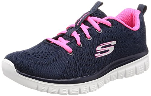 Skechers Women 12615 Low-Top Trainers, Blue (Navy Mesh/Hot Pink Trim Nvhp), 7 UK (40 EU)