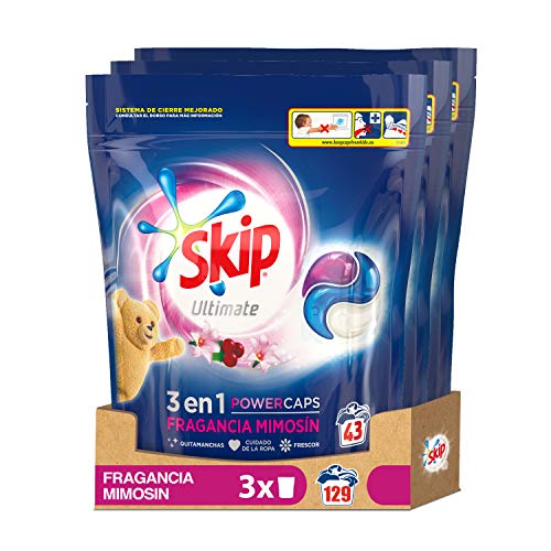 Skip Ultimate 3en1 Detergente Capsulas Fragancia Mimosín 43lav -Pack de 3