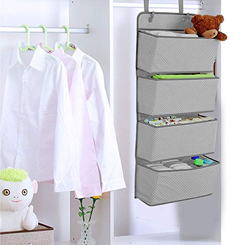 Skitior Respetuoso del Medio Ambiente Organizador para Colgar en la Puerta de Almacenamiento para Colgar en la Puerta de la Pared para Ropa de bebé Ropa Interior, Gris Grande (Color : Gris)