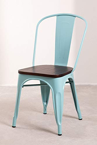 SKLUM Silla LIX Madera Madera - Acero Brillante Azul Isla Paraíso Madera Oscura - (Elige Color)