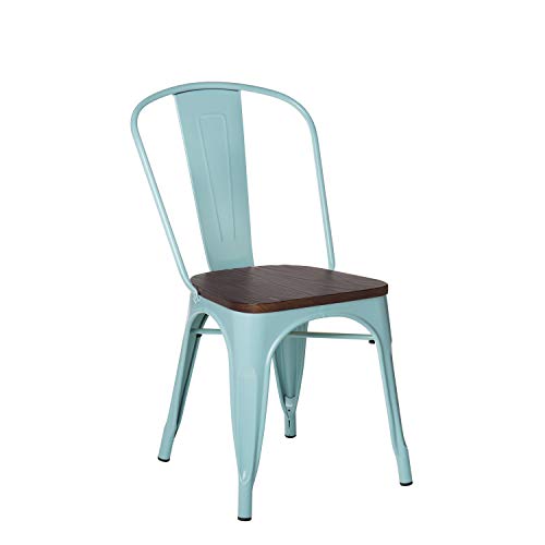 SKLUM Silla LIX Madera Madera - Acero Brillante Azul Isla Paraíso Madera Oscura - (Elige Color)