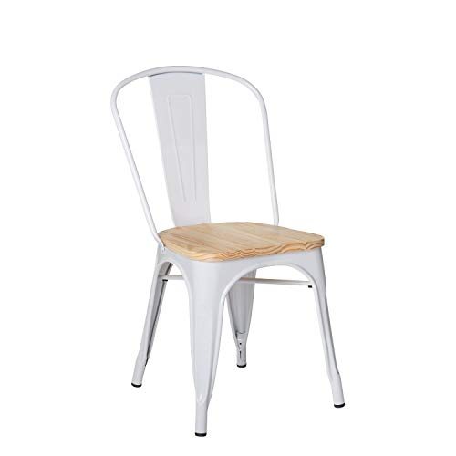 SKLUM Silla LIX Madera Madera - Acero Brillante Blanco Madera Natural - (Elige Color)