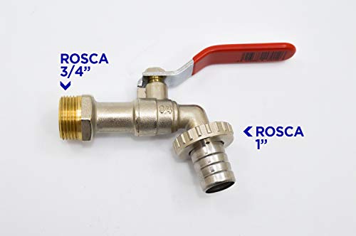 S&M 170126 - Grifo de jardín para manguera 3/4" y salida 1” y cierre de palanca