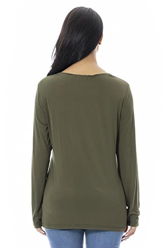 Smallshow Mujer Top Camiseta Premamá Lactancia De Manga Larga 3 Pack,Black/Grey/Army Green,M