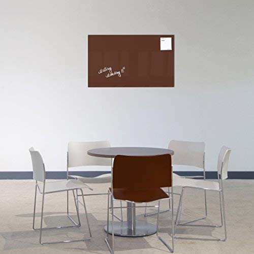 Smart Glass Board ® Pizarra de cristal magnética/Tablero de notas magnético en vidrio + 2 Imanes SuperDym + 1 Marcador, 78 x 48 cm, Castaño