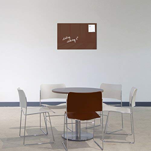 Smart Glass Board ® Pizarra de cristal magnética/Tablero de notas magnético en vidrio + 2 Imanes SuperDym, 60 x 40 cm, Castaño