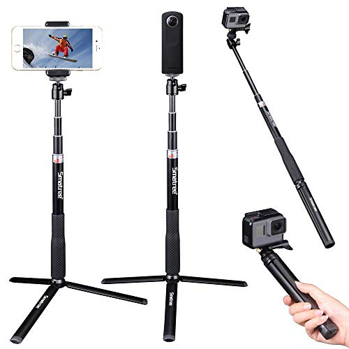 Smatree Q3S Palo Selfie Stick con Trípode para GoPro Hero 2018, Hero 7/6/5/4/3+/3/2/1/Fusion/Session,Ricoh Theta S,M15,Cámaras Osmo Action y Teléfonos Móviles