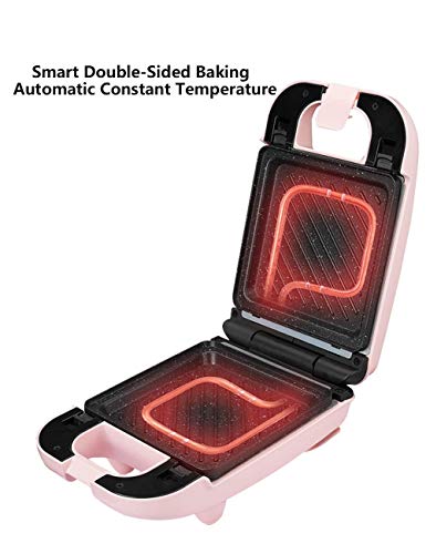 SMGLJJ Mini sandwichera eléctrica Cuadrado de Plancha for Crepes Individuales, Galletas, Huevos y Otras en el Go Desayuno, Almuerzo y Snacks con luz indicadora