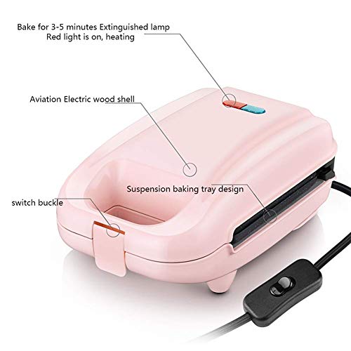 SMGLJJ Mini sandwichera eléctrica Cuadrado de Plancha for Crepes Individuales, Galletas, Huevos y Otras en el Go Desayuno, Almuerzo y Snacks con luz indicadora