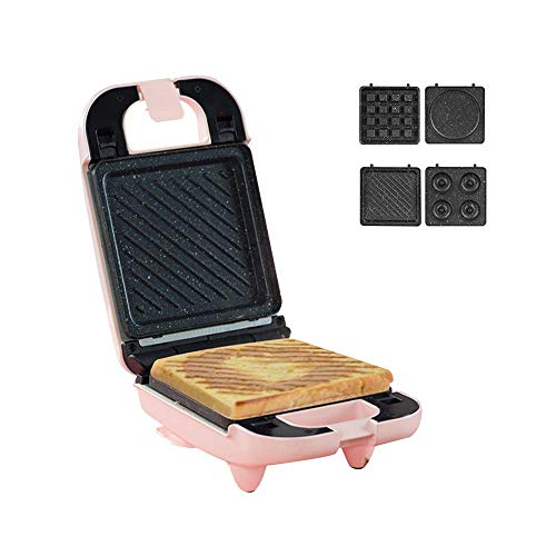 SMGLJJ Mini sandwichera eléctrica Cuadrado de Plancha for Crepes Individuales, Galletas, Huevos y Otras en el Go Desayuno, Almuerzo y Snacks con luz indicadora