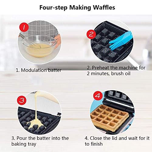 SMGLJJ Mini sandwichera eléctrica Cuadrado de Plancha for Crepes Individuales, Galletas, Huevos y Otras en el Go Desayuno, Almuerzo y Snacks con luz indicadora