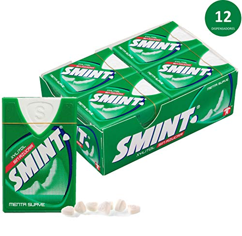 Smint Tabs Menta Suave, Caramelo Comprimido Sin Azúcar - 12 unidades de 8 gr. (Total 96 gr.)