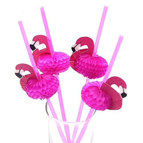 SmirkSumer - Juego de 20 pajitas de cóctel de flamenco hawaiano para fiesta, decoración de accesorios divertidos (color: rosa) talla única 20pc