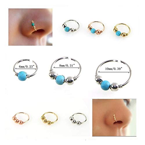 SMXGF Pendientes de la joyería 3pcs / Set la Nariz Falsa del Cuerpo del Anillo de la joyería de Cobre cartílago Trago es Pendientes de Piedra Natural Círculo perforación del Labio for Las Mujeres