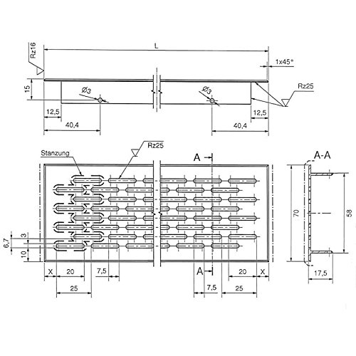 SO-TECH® Rejilla de Ventilación Placa del Puente Paneles de Ventilación Malla perforada Aluminio EV1 - Oval 750 mm