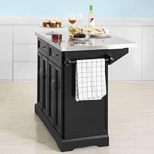 SoBuy FKW71-SCH,Carrito de Cocina con Piso de Acero,con Tablero Extensible,L115 x P46 x H92cm,ES (Negro)