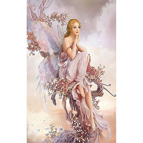 SODIAL 5D Fairy Butterfly Rhinestone Pintura Decoracion para el hogar Hada de pintura de diamante con punto de cruz Patron de bordado de diamantes