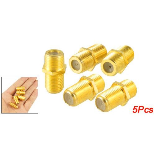 SODIAL(R) 5 x Conector Adaptador Acoplador Coaxial Barril Tipo-F Hembra a Hembra