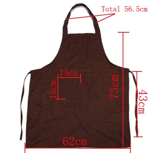 SODIAL(R) Llanura delantal bolsillo delantero para Carnicerias Cocineros Cocina Cocinar Artesania Hornear Camarero - Marron