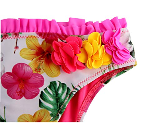 SOL Y PLAYA-Bañador niña para Natación Traje de Baño para Bebés Bañador Braguita Bikini niñas Ropa de baño Bebe niña Flor Unicornios Frutas Piña sandía Fresa plátano (5-6años, Rosa Flor-)