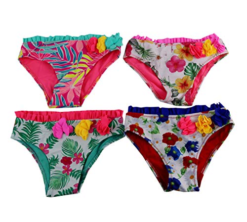 SOL Y PLAYA-Bañador niña para Natación Traje de Baño para Bebés Bañador Braguita Bikini niñas Ropa de baño Bebe niña Flor Unicornios Frutas Piña sandía Fresa plátano (5-6años, Rosa Flor-)