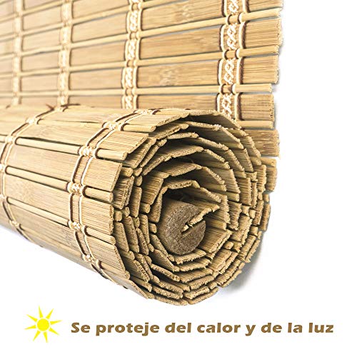 Solagua 6 Modelos 14 Medidas de estores de bambú Cortina de Madera persiana Enrollable (150 x 225 cm, Marrón)