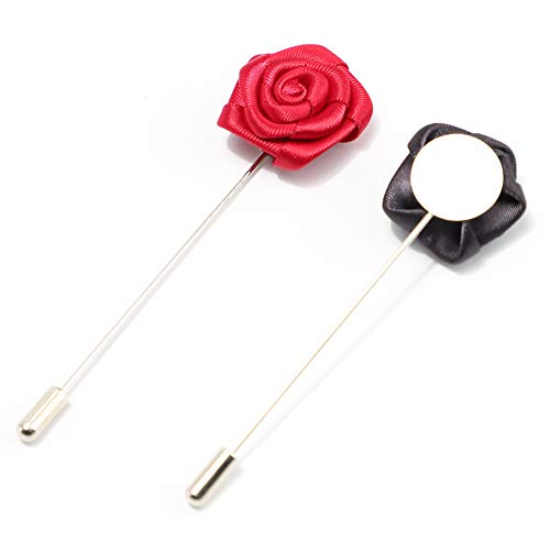 Soleebee Perno de la Flor de la Solapa Pin del Boutonniere de los Hombres para el Banquete de Boda del Traje (3 Piezas Mini Rose)