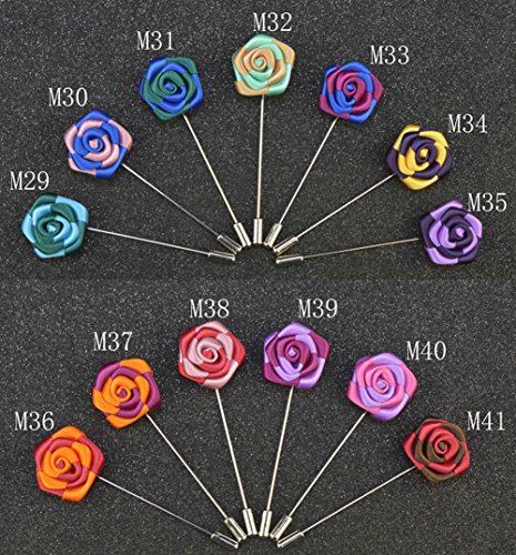 Soleebee YM020 Broches de Solapa, Mixto Aleatorio Flores de Solapa Pin Mini Rose Boutonniere para Hombre Traje (Paquete de 18)