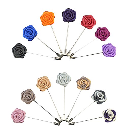 Soleebee YM020 Broches de Solapa, Mixto Aleatorio Flores de Solapa Pin Mini Rose Boutonniere para Hombre Traje (Paquete de 18)