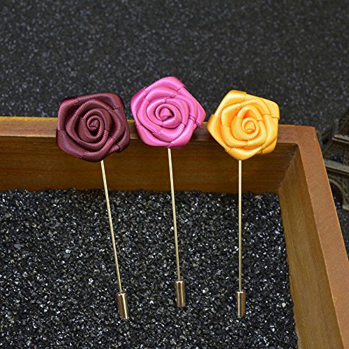 Soleebee YM020 Broches de Solapa, Mixto Aleatorio Flores de Solapa Pin Mini Rose Boutonniere para Hombre Traje (Paquete de 18)