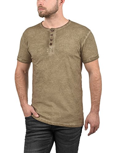 !Solid Tihn Camiseta Básica De Manga Corta T-Shirt para Hombre con Cuello Grandad De 100% algodón, tamaño:M, Color:Dune (5409)