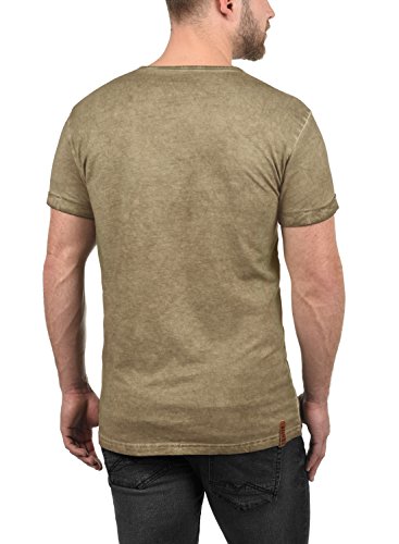 !Solid Tihn Camiseta Básica De Manga Corta T-Shirt para Hombre con Cuello Grandad De 100% algodón, tamaño:M, Color:Dune (5409)