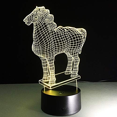 Solo 1 pieza Linterna de caballo 3D luz de noche regulable como regalo creativo de vacaciones Lámpara Led Usb lámpara de mesa de decoración del hogar