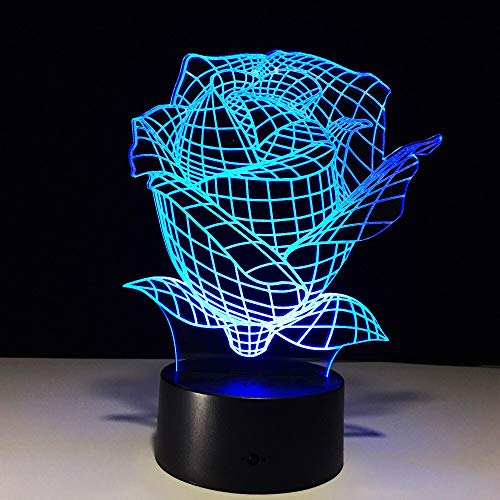 (Solo 1) Rose 3d Led Usb Night Lights Día de la madre Led Night Light Batería Lámpara Touch Night Lights Girlfriend Gifts Kits de luz nocturna