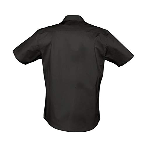 SOLS - Camisa Oxford de Manga Corta para Trabajar Modelo Brisbane Hombre Caballero - Trabajo/Fiesta/Verano (3XL) (Negro)