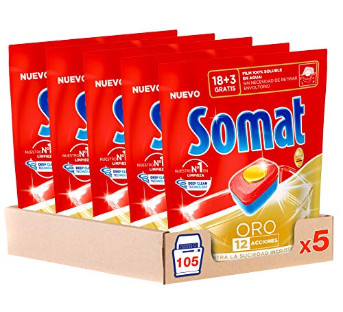 Somat Oro Cápsulas Lavavajillas - Pack de 5, Total: 105 Cápsulas