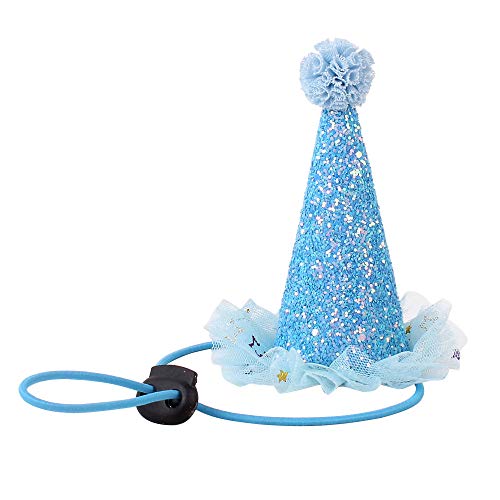 Sombrero de Cumpleaños Para Perros,Triángulo de Pañuelo de Cumpleaños para Perros,Set de Cumpleaños para Mascotas,Bufanda de Pañuelo Triangular para Fiesta Conjunto y Decoración de Cumpleaños(Azul)