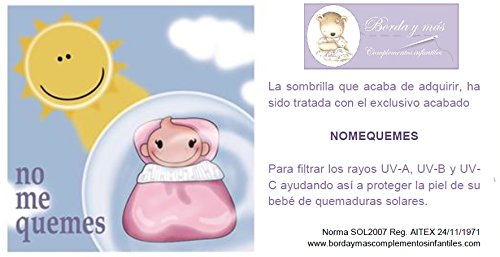 Sombrilla para carrito de bebé con protección solar Anti-UV CERTIFICADA + Flexo Universal. Piqué rosa chicle