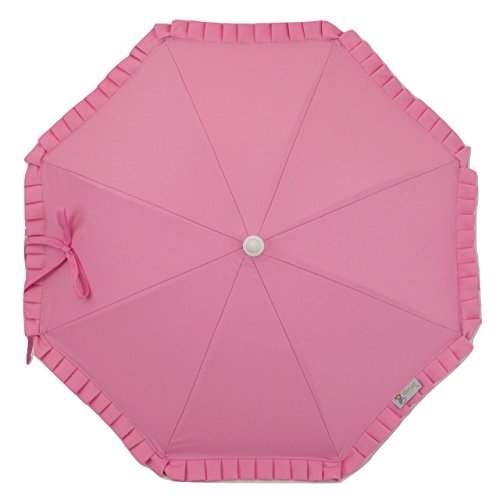 Sombrilla para carrito de bebé con protección solar Anti-UV CERTIFICADA + Flexo Universal. Piqué rosa chicle