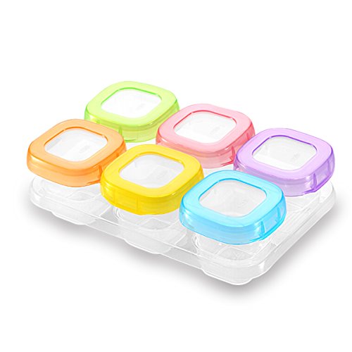 SONARIN Recipientes para comida de bebé sin BPA, contenedor de almacenamiento de suplemento de alimentos para bebés, refrigerar y microondas,100% a prueba de fugas(6 x 60 ml)