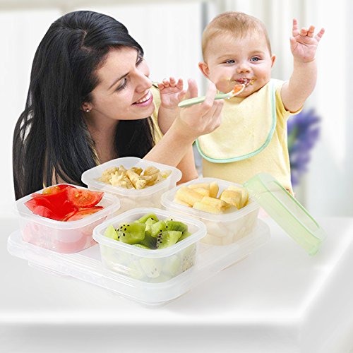 SONARIN Recipientes para comida de bebé sin BPA, contenedor de almacenamiento de suplemento de alimentos para bebés, refrigerar y microondas,100% a prueba de fugas(6 x 60 ml)