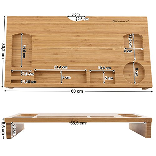 SONGMICS Soporte de Monitor Universal, Brazo de Múltiples Capas, Plataforma Lisa, Plataforma Vertical para Todas Computadora de 21,5 - 27 Pulgadas LLD201