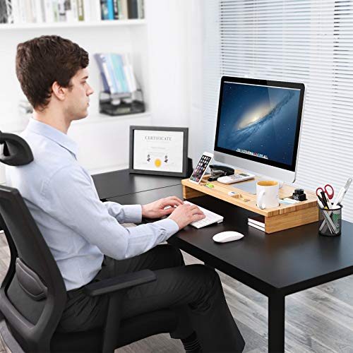 SONGMICS Soporte de Monitor Universal, Brazo de Múltiples Capas, Plataforma Lisa, Plataforma Vertical para Todas Computadora de 21,5 - 27 Pulgadas LLD201