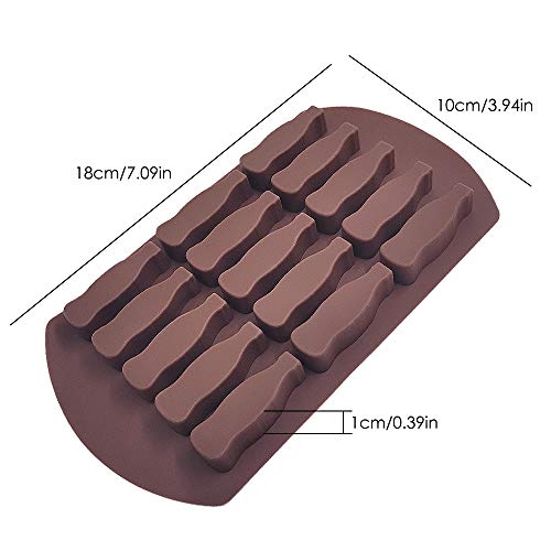 Sonku - Molde para botellas de vidrio de 15 cavidades, bandeja de silicona para cubitos de hielo de chocolate, caramelo, gelatina de gelatina de gelatina de chocolate, color rojo y marrón