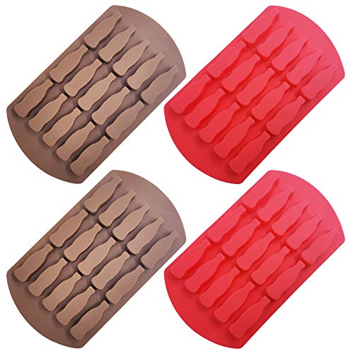 Sonku - Molde para botellas de vidrio de 15 cavidades, bandeja de silicona para cubitos de hielo de chocolate, caramelo, gelatina de gelatina de gelatina de chocolate, color rojo y marrón