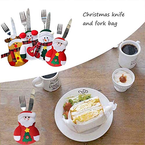 Soporte de cubiertos de Navidad, juego de cubiertos de Santa, 8 bolsas de cubiertos de ropa de muñeco de nieve, bolsa de cubiertos de Navidad, bolsa de servilletas, decoración navideña (8 piezas)