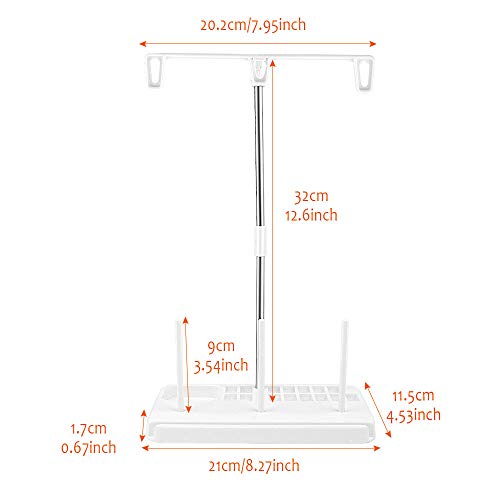 Soporte de Hilo 2 Piezas Soportes de Bobina de Hilo 3 Carretes Organizador de Bordado para Máquina de Coser, Bordar y Acolchar en Hogar (Blanco)